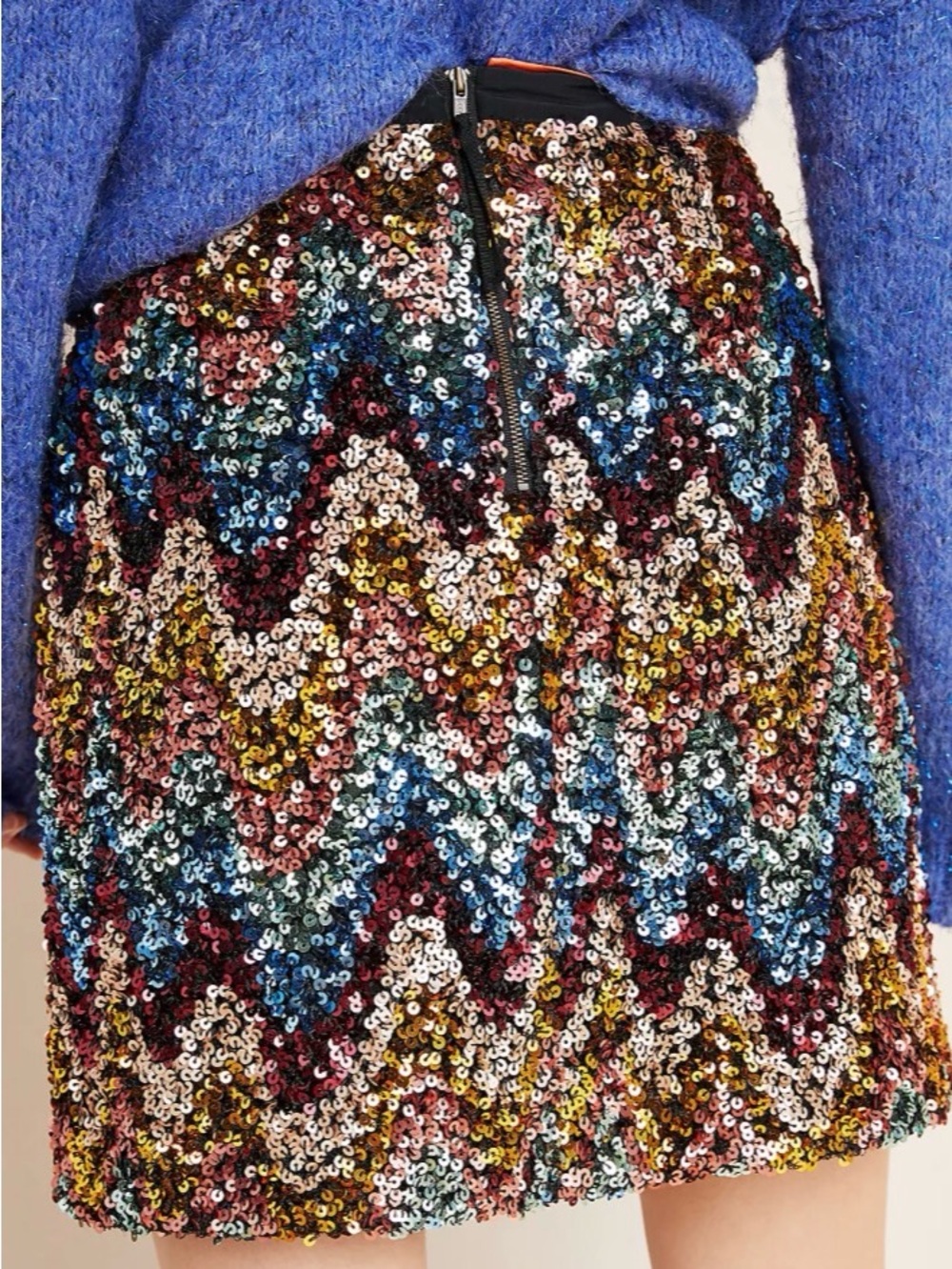 Anthropologie Maeve sequin zig-zag mini skirt sz 4 - Picture 2 of 7